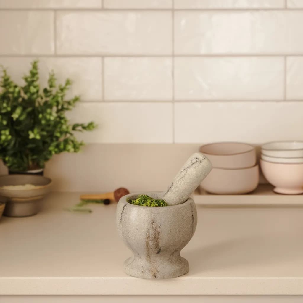 Marble Mortar and Pestle Set - Grey Stone
