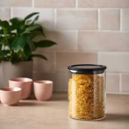 Glass Storage Jar with Black Lid - view 1