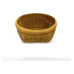 Three oval khous storage baskets in natural yellowish-brown color, varying in size, on a white background. - view 2