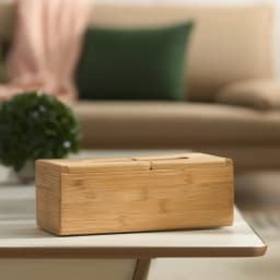 Wood Tissue Box Cover - Natural Light Brown - view 5