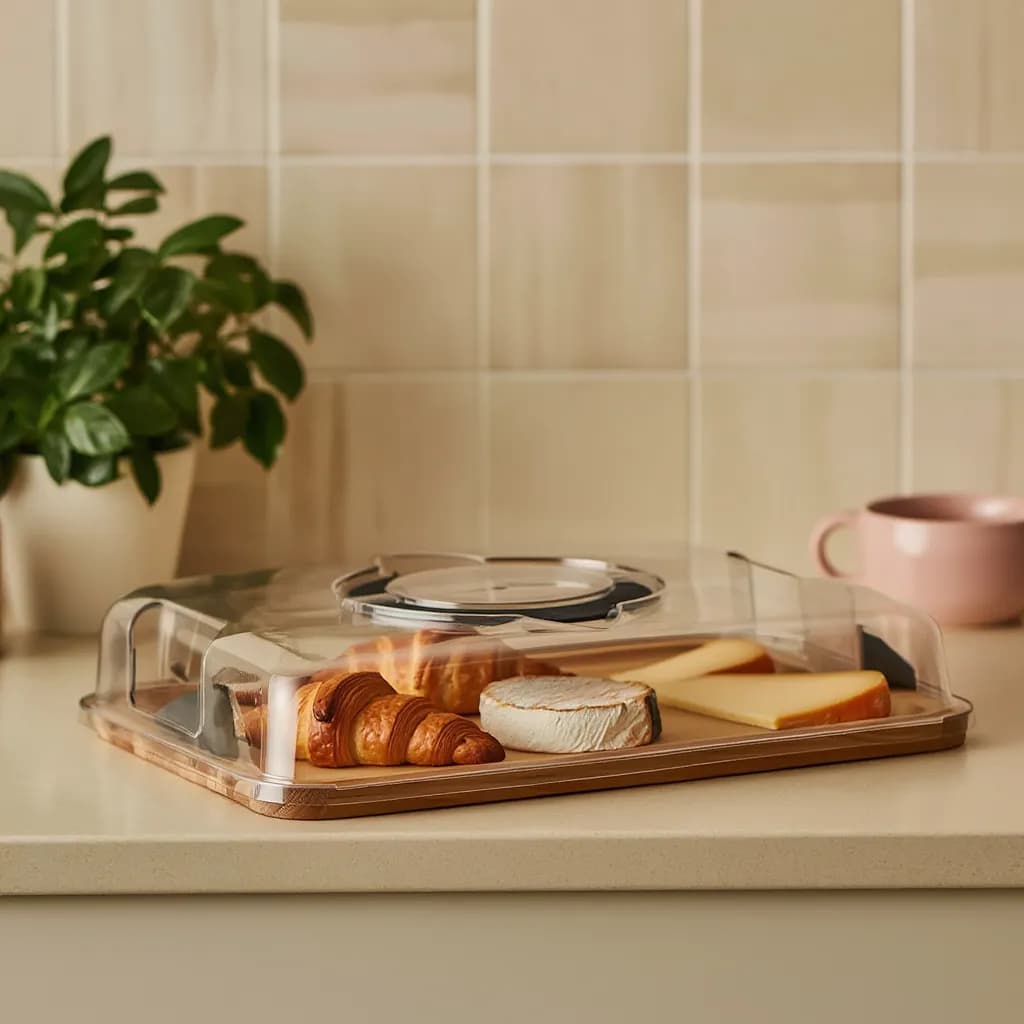 Wood Serving Tray with Acrylic Cover
