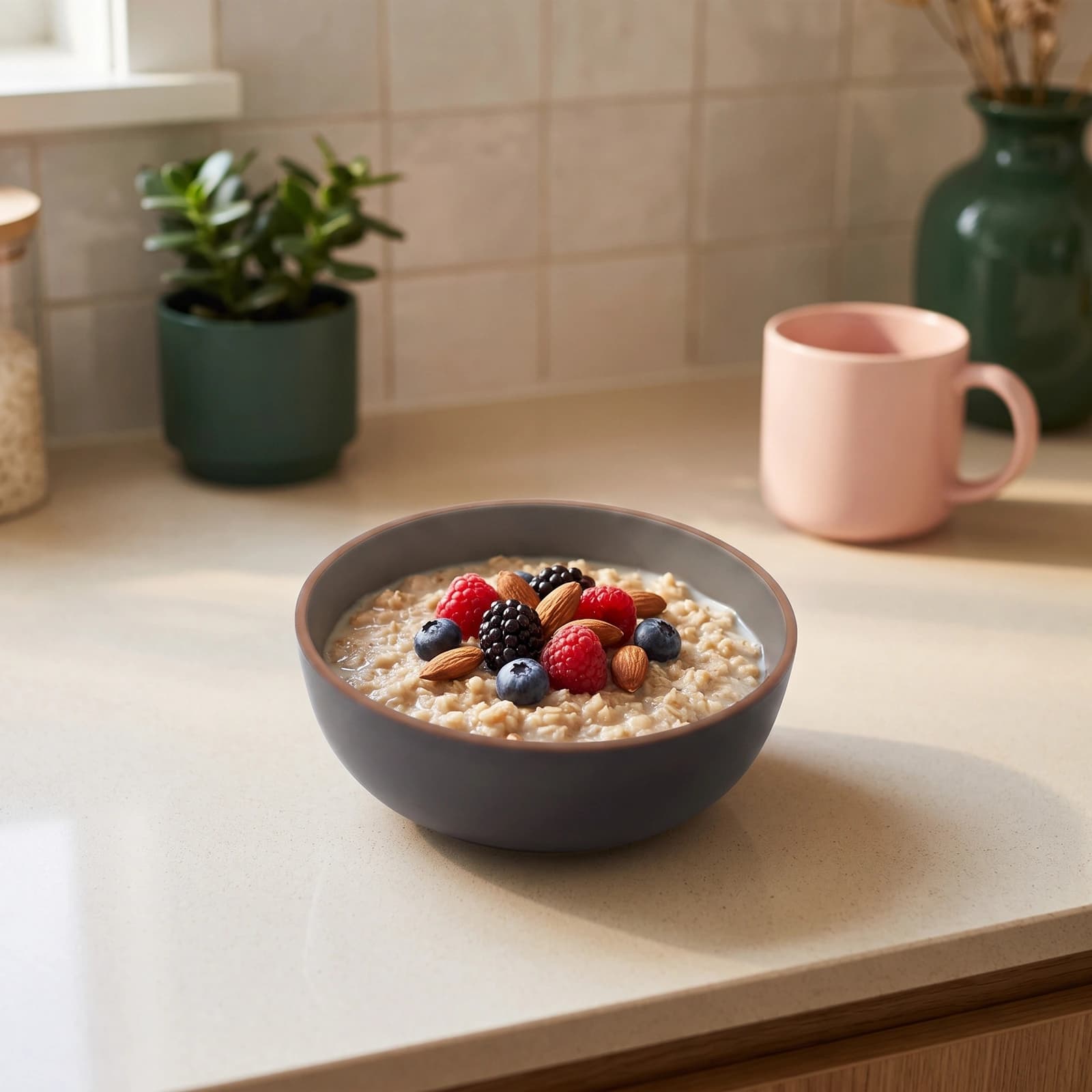 Melamine Bowl - Dark Grey with Brown Rim