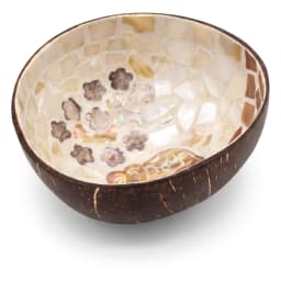 Wood Bowl with Iridescent Shell Mosaic Interior - view 2