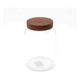 Clear Glass Storage Jar with Wooden Lid - view 2