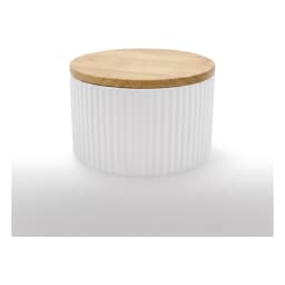 White Porcelain Storage Jar with Wood Lid - view 3