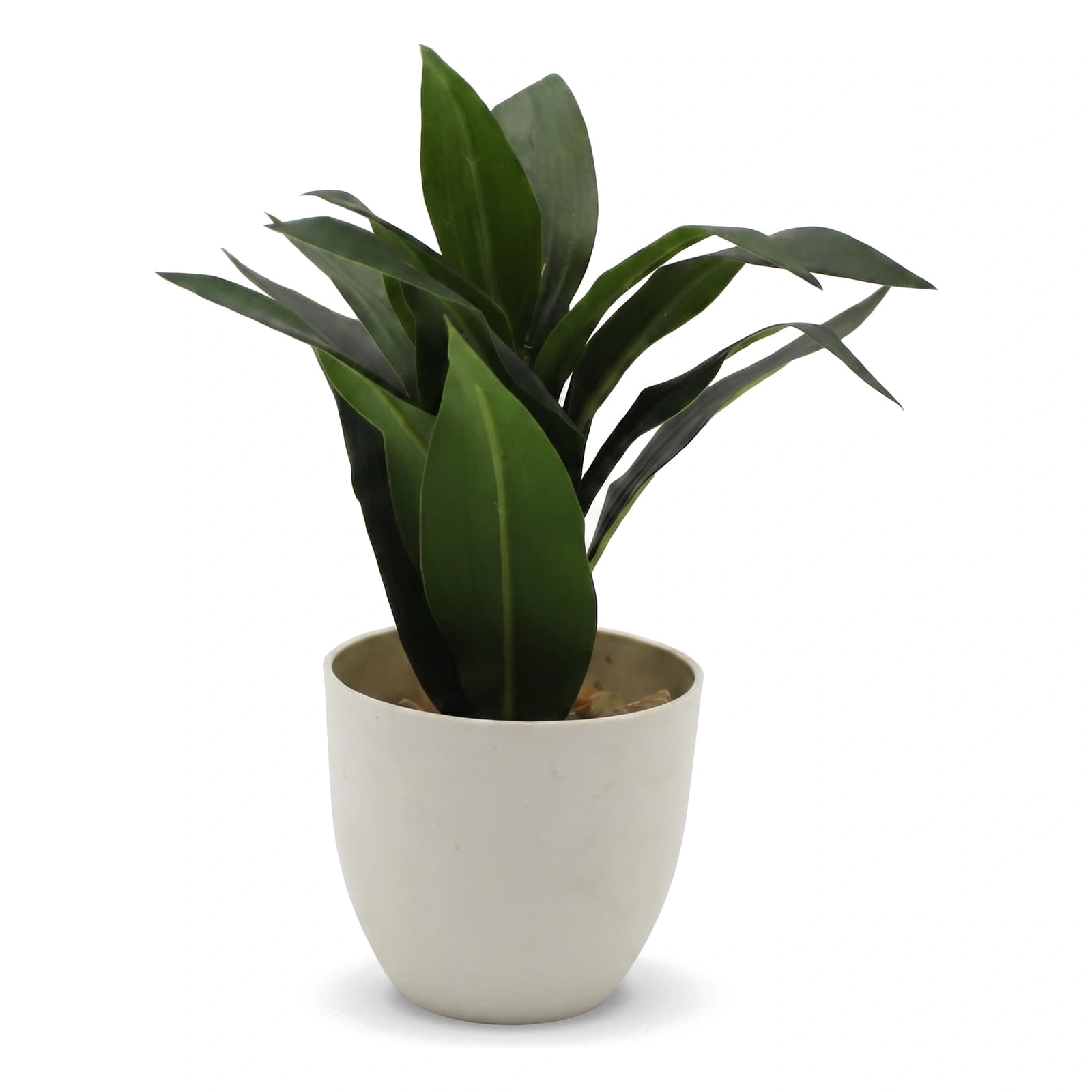 Artificial Plant with Green Leaves in White Plastic Pot