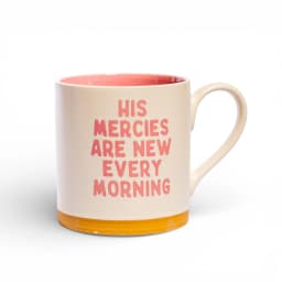 Ceramic Mug with 'His Mercies' Quote - Cream & Pink - view 2