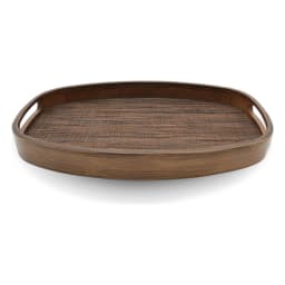 3 Piece Oval Dark Wood Serving Tray Set - view 3