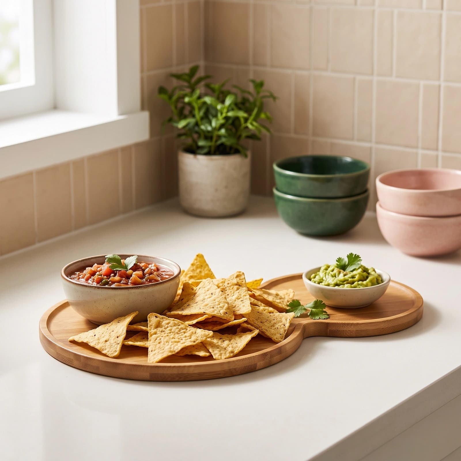 Light brown natural wood serving tray with two connected oval sections, elevated on small round feet, on a white background.