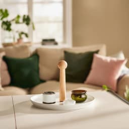 Wood & Porcelain Serving Stand - White Base - view 3