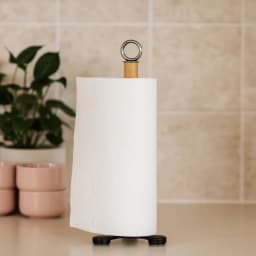 Wood & Metal Paper Towel Holder - Black Base - view 1