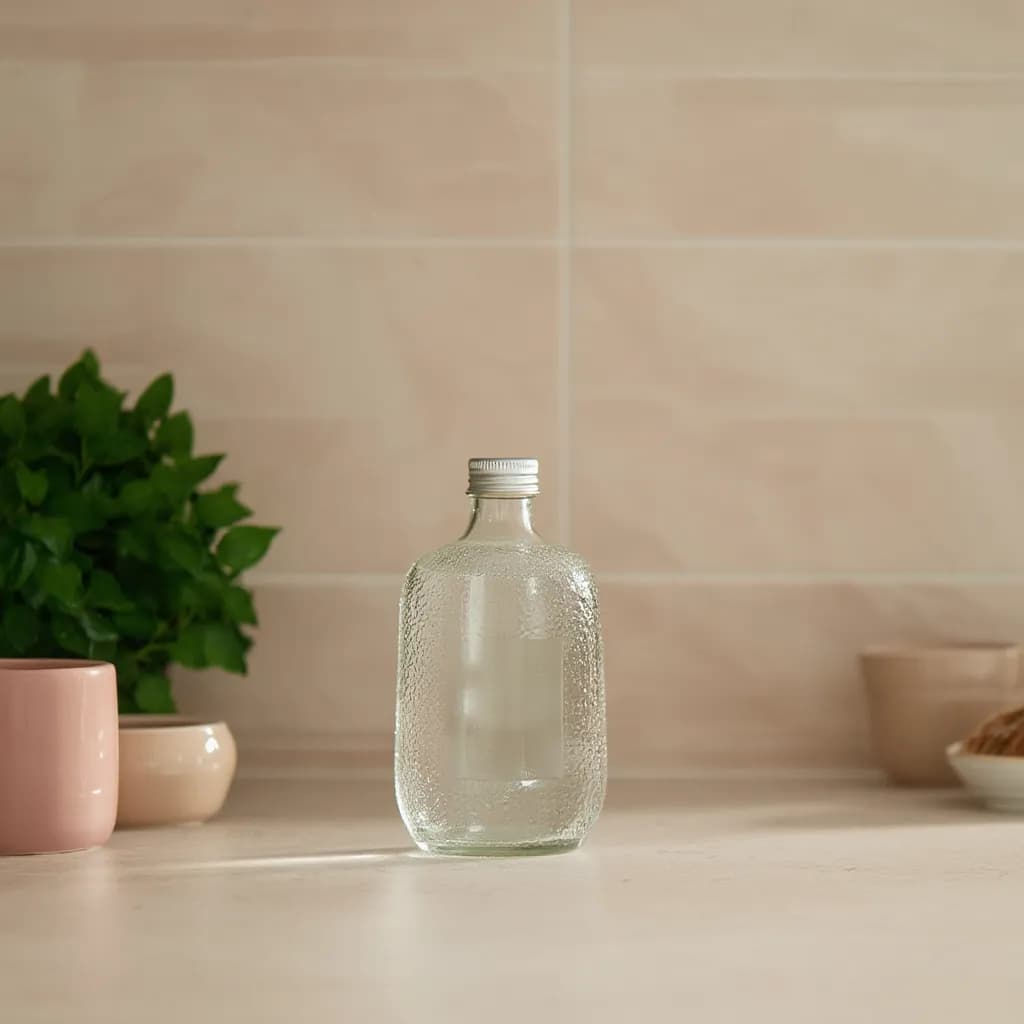Textured Clear Glass Bottle with Silver Cap