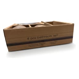 Four-piece ceramic bathroom set in brown and black with textured finish, including soap dispenser, toothbrush holder, tumble… - view 5