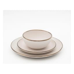 porcelain Dinnerware Set 24 Pcs - Cream with Gold Rim - view 5