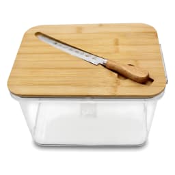 Clear Storage Container with Wood Lid & Knife - view 4
