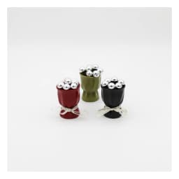 6 Pcs Metal Fruit & Cheese Forks Set with Black Ceramic Holder - view 3