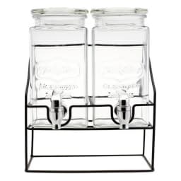 Glass Beverage Dispenser Set with Stand - 2 Jars - view 3