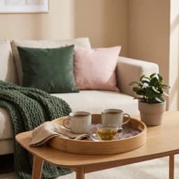 Round Wood Serving Tray with Patterned Base - view 5
