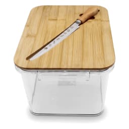 Clear Storage Container with Wood Lid & Knife - view 3