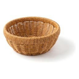 Three oval khous storage baskets in natural yellowish-brown color, varying in size, on a white background. - view 5