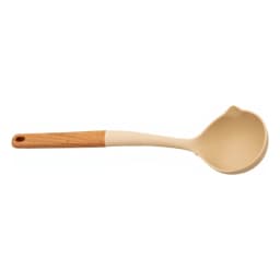 Silicone Ladle with Wood Handle - Cream - view 2