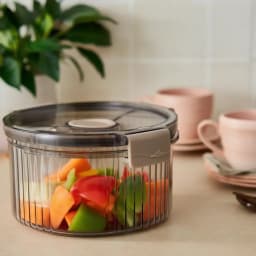 Round Acrylic Food Storage Container - Clear with Grey Lid - view 1