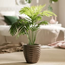 Artificial Palm Plant in Brown Plastic Pot - view 1