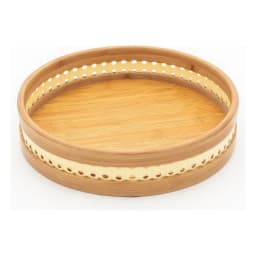 Set of 3 Round Bamboo Serving Trays - view 2